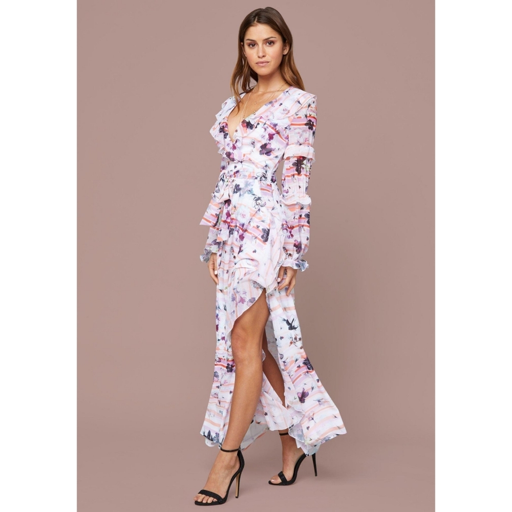 Bebe Ellis Side Slit floral Gown Dress size 4